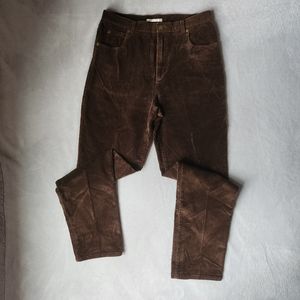 Dark Brown Thick Corduroy Tapered Leg High Waist 70s 90s Vibe Pant, Size 6